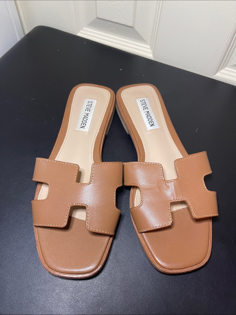 Steve Madden Cognac Brown Slide Mules